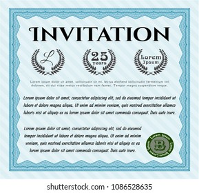 Light blue Retro invitation template. With quality background. Money Pattern. Detailed. 