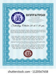 Light blue Retro invitation template. Excellent design. Easy to print. Vector illustration. 
