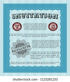 Light blue Retro invitation template. Excellent design. Complex background. Vector illustration. 