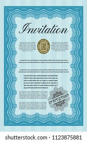 Light blue Retro invitation template. Money Pattern. With complex background. Vector illustration. 