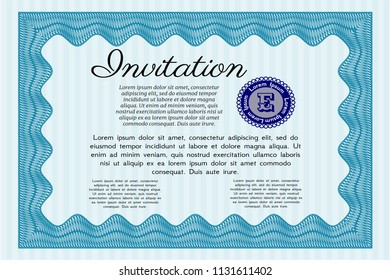 Light blue Retro invitation template. Excellent design. With quality background. Vector illustration. 