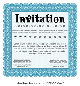 Light blue Retro invitation template. Detailed. With background. Elegant design. 