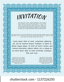 Light blue Retro invitation template. Printer friendly. Superior design. Customizable, Easy to edit and change colors. 