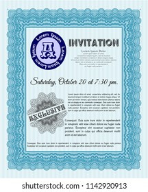 Light blue Retro invitation template. Modern design. Customizable, Easy to edit and change colors. With complex background. 