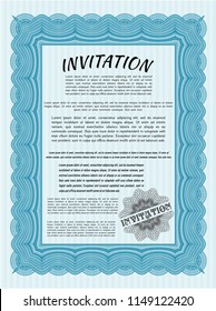 Light blue Retro invitation template. Superior design. Vector illustration. With complex background. 