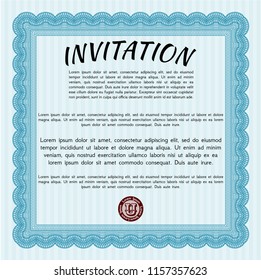 Light blue Retro invitation template. Perfect design. Vector illustration. Complex background. 