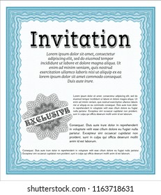 Light blue Retro invitation template. With linear background. Customizable, Easy to edit and change colors. Sophisticated design. 