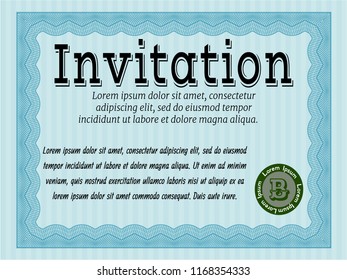 Light blue Retro invitation template. Superior design. With background. Vector illustration. 
