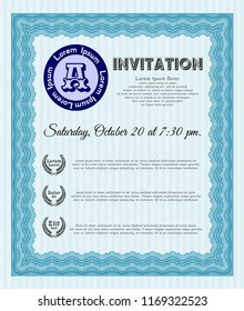 Light blue Retro invitation template. Customizable, Easy to edit and change colors. With complex background. Perfect design. 