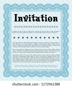 Light blue Retro invitation template. Vector illustration. With complex linear background. Retro design. 