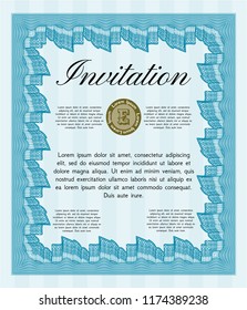 Light blue Retro invitation template. Vector illustration. With background. Modern design. 
