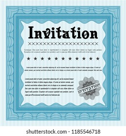Light blue Retro invitation template. With quality background. Customizable, Easy to edit and change colors. Beauty design. 