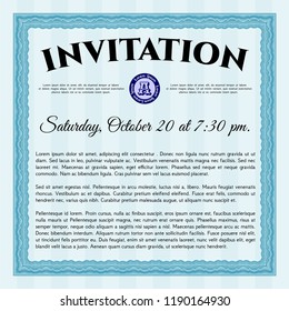 Light blue Retro invitation template. Vector illustration. Complex background. Excellent design. 