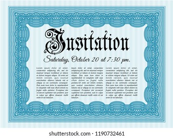 Light blue Retro invitation template. With quality background. Artistry design. Customizable, Easy to edit and change colors. 