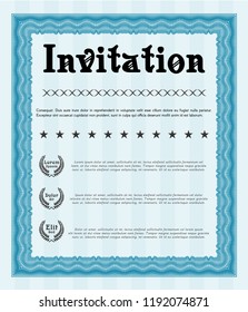 Light blue Retro invitation template. Artistry design. With background. Vector illustration. 