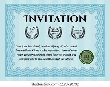 Light blue Retro invitation template. Vector illustration. Complex background. Modern design. 