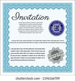 Light blue Retro invitation template. Money design. With quality background. Vector illustration. 