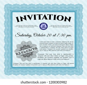 Light blue Retro invitation template. Excellent design. Vector illustration. With quality background. 