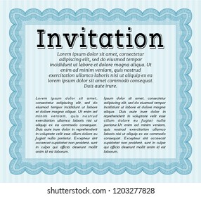 Light blue Retro invitation template. Detailed. With quality background. Sophisticated design. 