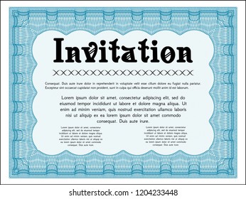 Light blue Retro invitation template. Lovely design. With background. Customizable, Easy to edit and change colors. 