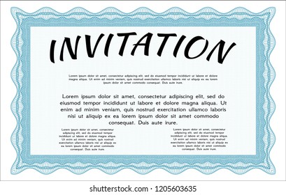Light blue Retro invitation template. Lovely design. Complex background. Customizable, Easy to edit and change colors. 