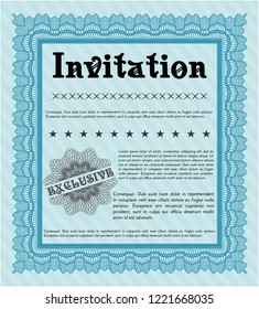 Light blue Retro invitation template. Money design. Vector illustration. With quality background. 