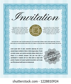 Light blue Retro invitation template. With quality background. Cordial design. Customizable, Easy to edit and change colors. 