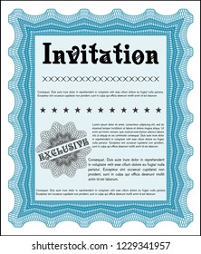 Light blue Retro invitation template. Complex background. Vector illustration. Sophisticated design. 