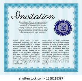 Light blue Retro invitation template. Elegant design. Easy to print. Vector illustration. 