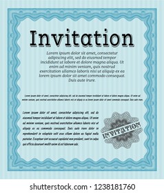 Light blue Retro invitation template. With quality background. Detailed. Excellent design. 