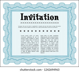 Light blue Retro invitation template. Detailed. With complex background. Superior design. 