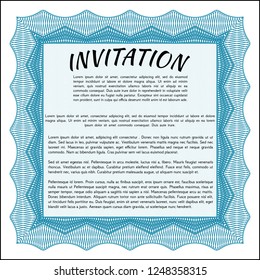 Light blue Retro invitation template. Lovely design. With linear background. Customizable, Easy to edit and change colors. 
