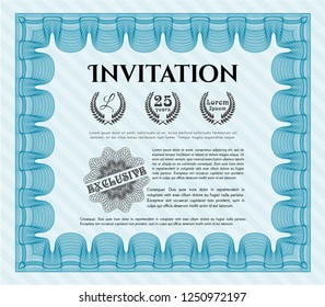 Light blue Retro invitation template. With background. Elegant design. Vector illustration. 