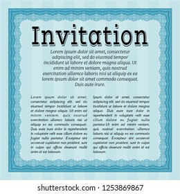 Light blue Retro invitation template. Cordial design. Detailed. Complex background. 