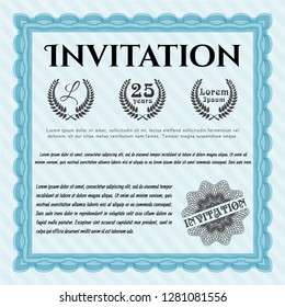 Light blue Retro invitation template. Superior design. Detailed. With quality background. 