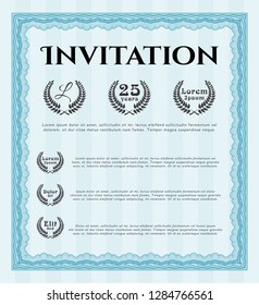 Light blue Retro invitation template. Complex background. Vector illustration. Money Pattern. 