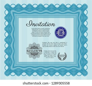 Light blue Retro invitation template. Detailed. With quality background. Perfect design. 