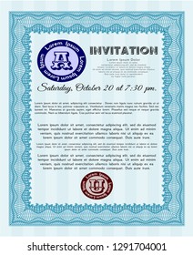 Light blue Retro invitation template. Vector illustration. With quality background. Modern design. 