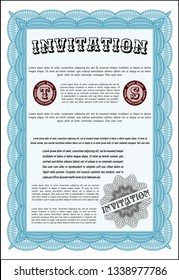 Light blue Retro invitation template. Modern design. Customizable, Easy to edit and change colors. With quality background. 