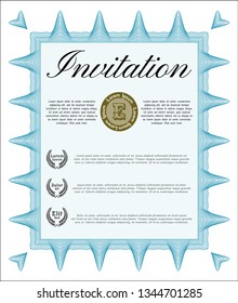 Light blue Retro invitation template. Vector illustration. Complex background. Perfect design. 