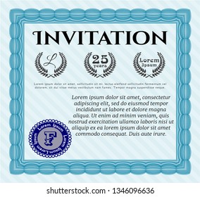Light blue Retro invitation template. Detailed. With quality background. Retro design. 