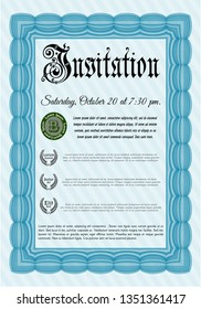 Light blue Retro invitation template. Customizable, Easy to edit and change colors. With quality background. Lovely design. 
