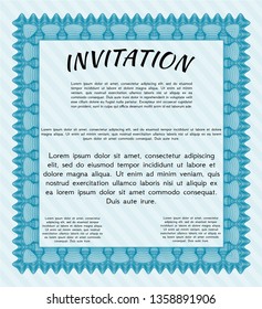 Light blue Retro invitation template. Retro design. With complex linear background. Vector illustration. 
