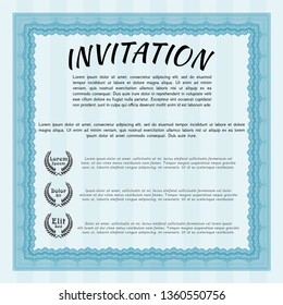 Light blue Retro invitation template. With quality background. Nice design. Customizable, Easy to edit and change colors. 