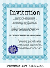 Light blue Retro invitation template. With quality background. Good design. Customizable, Easy to edit and change colors. 
