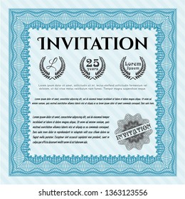 Light blue Retro invitation template. Superior design. Customizable, Easy to edit and change colors. Easy to print. 