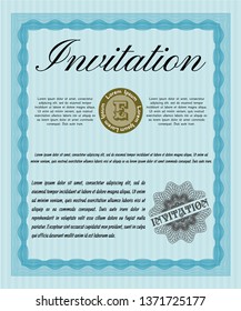 Light blue Retro invitation template. With quality background. Lovely design. Customizable, Easy to edit and change colors. 