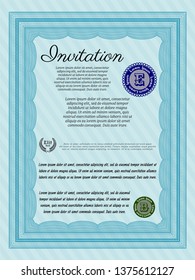 Light blue Retro invitation template. Easy to print. Modern design. Vector illustration. 