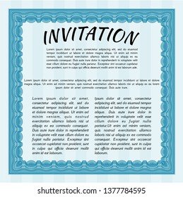 Light blue Retro invitation template. With complex background. Detailed. Good design. 