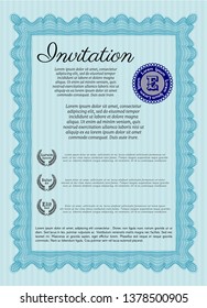 Light blue Retro invitation template. Nice design. With quality background. Customizable, Easy to edit and change colors. 